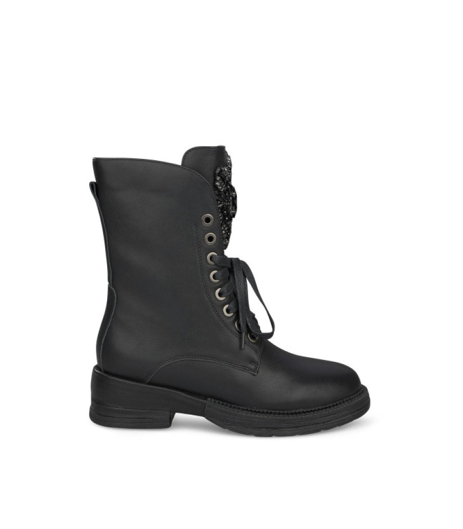 Alma En Pena ALMA Bottines Plates | Acheter Botin Cordon Adorno Pedreria