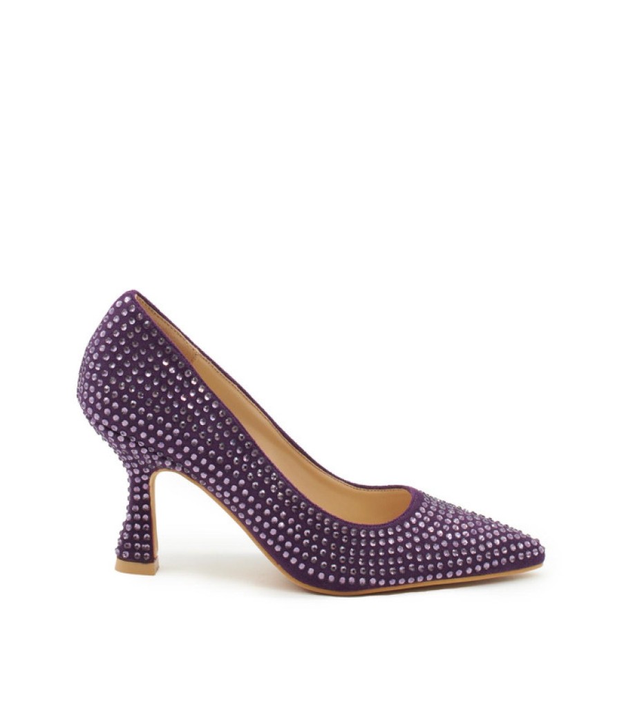 Bleu Alma ALMA | Acheter Des Chaussures A Talons Mi-Hauts Avec Strass