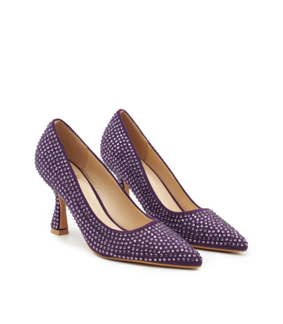 Bleu Alma ALMA | Acheter Des Chaussures A Talons Mi-Hauts Avec Strass