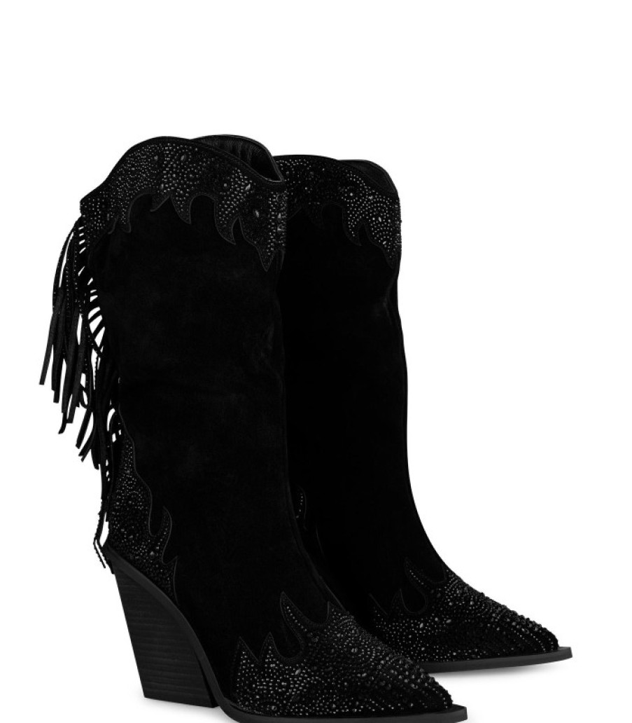 Alma En Pena ALMA Bottes A Talons | Acheter Botte Avec Franges Et Strass